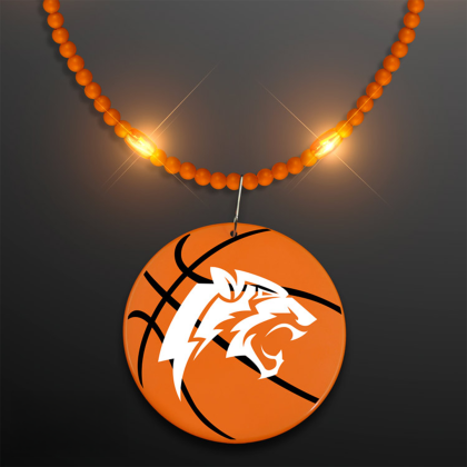 Custom Still-Light Orange Beads With Basketball Medallion Custom Still-Light Orange Beads With Basketball Medallion