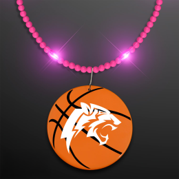 Custom Still-Light Pink Beads With Basketball Medallion