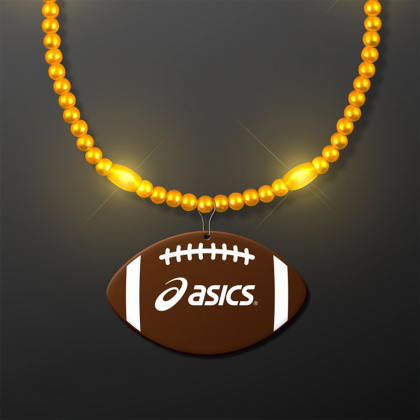 Custom Yellow LED Bead Necklace with Football Medallion 