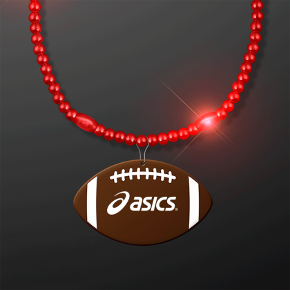 Custom Red LED Bead Necklace with Football Medallion 