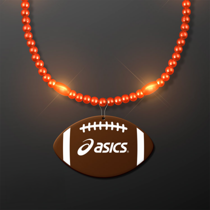 Orange LED Bead Necklace with Football Medallion