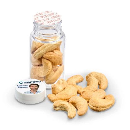 Custom Custom 1.3 oz Jar of Roasted Cashews - Open view Custom Custom 1.3 oz Jar of Roasted Cashews - Open view