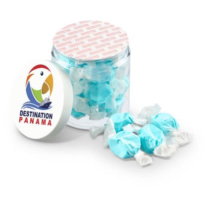 Custom 4 oz Jar of Saltwater Taffey - Blue - Open View