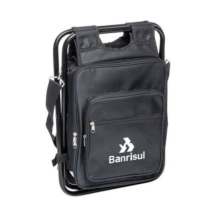 Custom Riverbend Foldable Cooler Backpack & Chair - Black - Close View Custom Riverbend Foldable Cooler Backpack & Chair - Black - Close View