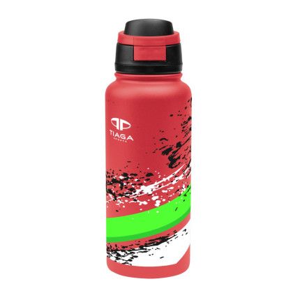 Custom 32 oz. Full Color Pop Sip Recycled Stainless Steel Bottle - Red/black