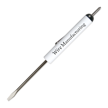 Custom Pocket Screwdriver - 1/8" Flat Tip Blade 0 Phillips Top - White Custom Pocket Screwdriver - 1/8" Flat Tip Blade 0 Phillips Top - White