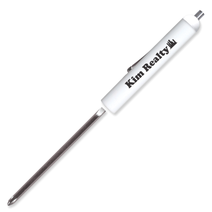 Custom Pocket Screwdriver - Rev. 1/8" Flat Tip 0 Phillips Blade/Magnet Top - White Custom Pocket Screwdriver - Rev. 1/8" Flat Tip 0 Phillips Blade/Magnet Top - White