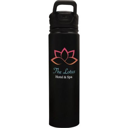 Quiksilver Venice 24 oz Stainless Steel Water Bottle with logo - Black - Back View Quiksilver Venice 24 oz Stainless Steel Water Bottle with logo - Black - Back View