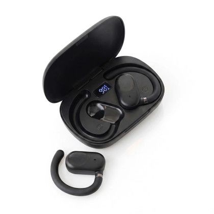 Custom AeroLoop Open Ear Wireless Earbuds - Black In Use 