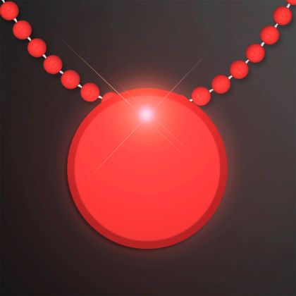 Custom Red LED Circle Badge with Beads - Red Front View 