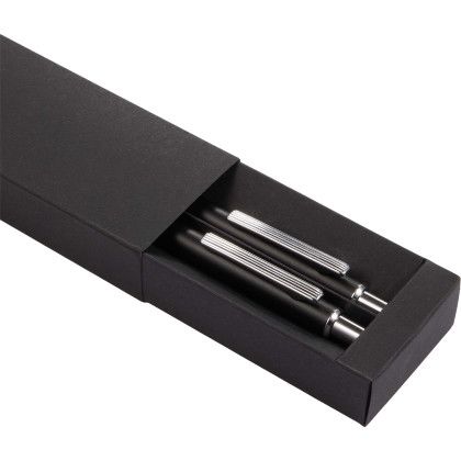 Custom June Recycled Pen and Pencil Gift Set - Black packaging View 