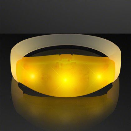 Custom Yellow LED Steady Illumination Stretch Bracelet - Front View Custom Yellow LED Steady Illumination Stretch Bracelet - Front View