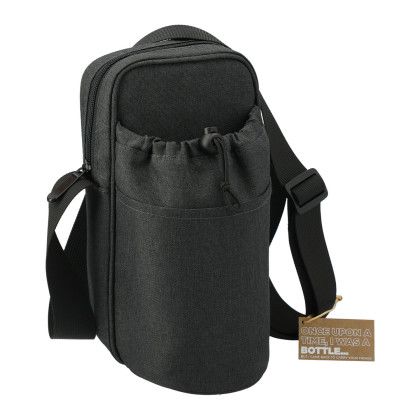 Custom Traver rPET Adjustable Bottle Sling Cooler w/Pouch - Side View 