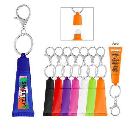 Custom Squeeze Tube Lip Moisturizer With Key Ring - All Colors Custom Squeeze Tube Lip Moisturizer With Key Ring - All Colors