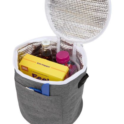 Custom Round 9 Can Recycled Cooler Bag - In use Custom Round 9 Can Recycled Cooler Bag - In use