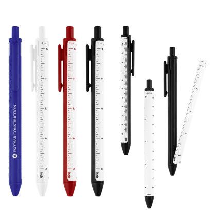 Custom Straight Line Pen with 4" Ruler - All Colors Custom Straight Line Pen with 4" Ruler - All Colors