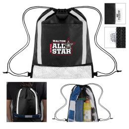 Custom Game Time rPET Reflective Drawstring Bag