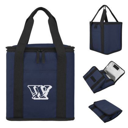 Custom Flip 'N Chill rPET 24 Can Foldable Cooler Bag - Navy/black Custom Flip 'N Chill rPET 24 Can Foldable Cooler Bag - Navy/black