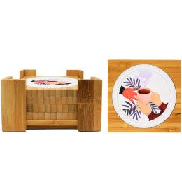Custom 4 Pc. Spectrum Bamboo Coaster Set Custom 4 Pc. Spectrum Bamboo Coaster Set