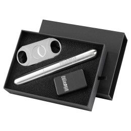Custom Cubano Cigar Holder Lighter and Cutter Gift Set Custom Cubano Cigar Holder Lighter and Cutter Gift Set