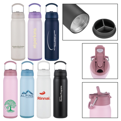 Custom 24 oz. PopSip Vacuum Insulated Water Bottle with 2-in-1 Sipper Straw Lid - All Colors Custom 24 oz. PopSip Vacuum Insulated Water Bottle with 2-in-1 Sipper Straw Lid - All Colors