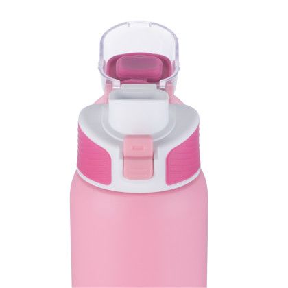Custom 28 oz. PopSip Vacuum Insulated Water Bottle with Sipper Lid - Pink - Front View Custom 28 oz. PopSip Vacuum Insulated Water Bottle with Sipper Lid - Pink - Front View