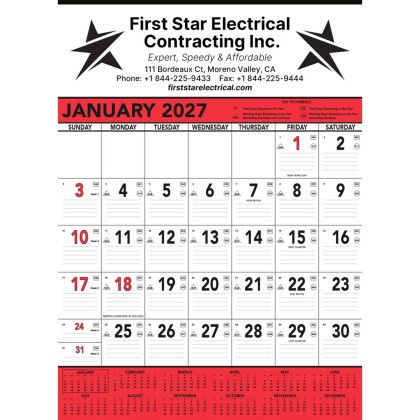 Custom Commercial Contractor Calendar: Red & Black 2027 Custom Commercial Contractor Calendar: Red & Black 2027