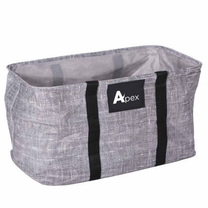 Bohemian Non-Woven Collapsible Tote Bag with Logo - Gray