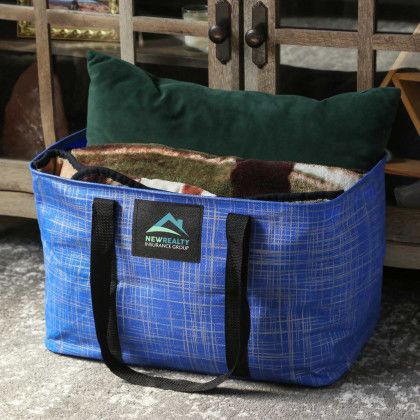 Bohemian Non-Woven Collapsible Tote Bag - Blue lifestyle
