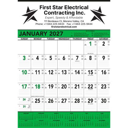 Custom Commercial Contractor Calendar: Green & Black 2027 Custom Commercial Contractor Calendar: Green & Black 2027