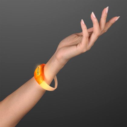 Custom Orange LED Steady Illumination Stretch Bracelet - In Use 