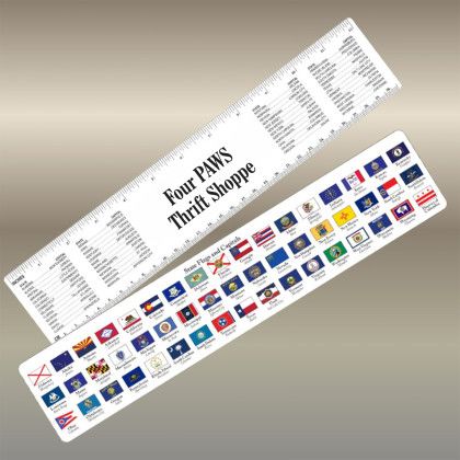 Custom Rulers, 12" State Capital & State Flag Ruler