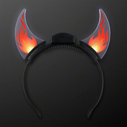 Custom Dancing Flames Light Up Devil Horn Headband - In Use 