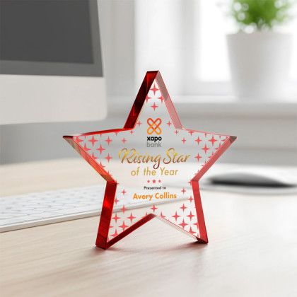 Custom Full Color Award - Esna Red Star 4" - Lifestyle View Custom Full Color Award - Esna Red Star 4" - Lifestyle View