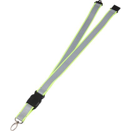Custom Recycled Polyester Reflective Lanyard - Yellow Back View Custom Recycled Polyester Reflective Lanyard - Yellow Back View