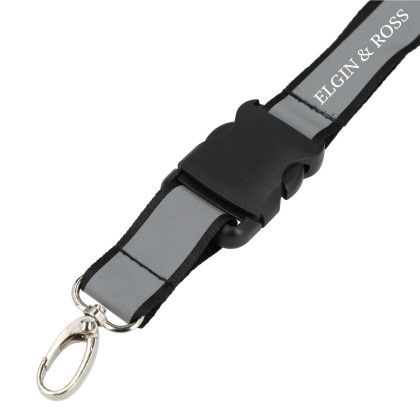 Custom Recycled Polyester Reflective Lanyard - Black Custom Recycled Polyester Reflective Lanyard - Black