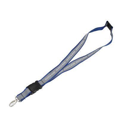 Custom Recycled Polyester Reflective Lanyard - Blue Custom Recycled Polyester Reflective Lanyard - Blue