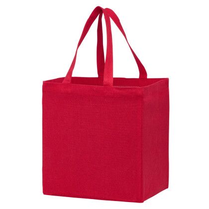Custom Recycled Cotton Canvas Grocery Bag |12x8x13| - Blank - Red Custom Recycled Cotton Canvas Grocery Bag |12x8x13| - Blank - Red
