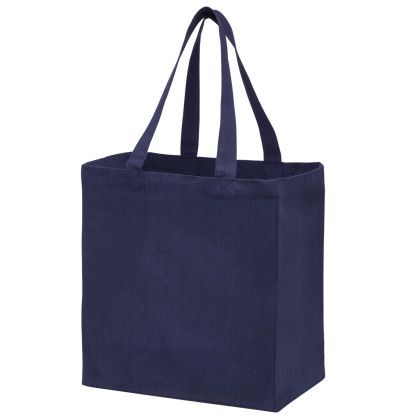 Custom Recycled Cotton Canvas Grocery Bag |12x8x13| - Blank - Navy blue Custom Recycled Cotton Canvas Grocery Bag |12x8x13| - Blank - Navy blue