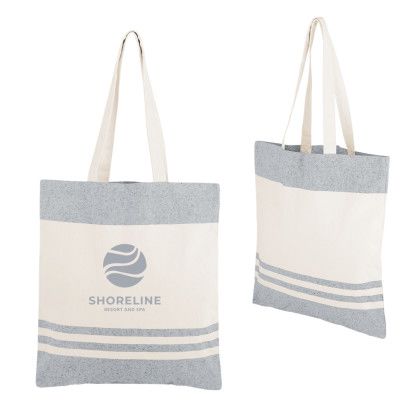 Custom Marlo 10 oz. Recycled Cotton Tote Bag - Natural with navy Custom Marlo 10 oz. Recycled Cotton Tote Bag - Natural with navy