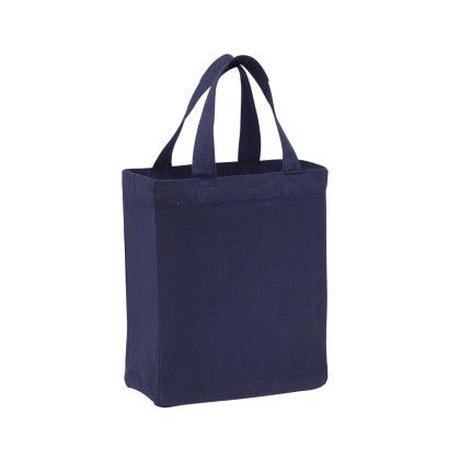Custom Recycled Cotton Canvas Tote Bag |8x5x10| - Blank - Navy blue