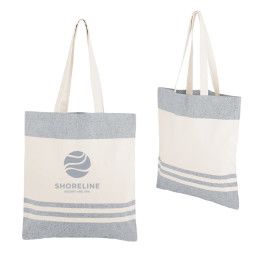 Custom Marlo 10 oz. Recycled Cotton Tote Bag - Natural with navy