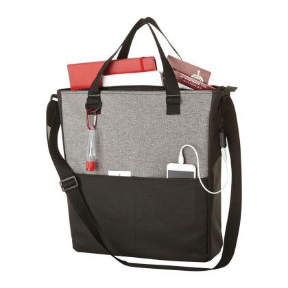 Custom Cameron Convention Tote w/ USB Port - In Use Custom Cameron Convention Tote w/ USB Port - In Use