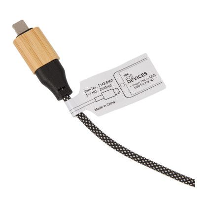Custom FSC 100% Bamboo 5-in-1 100W Laptop Charging Cable - USB Cable View