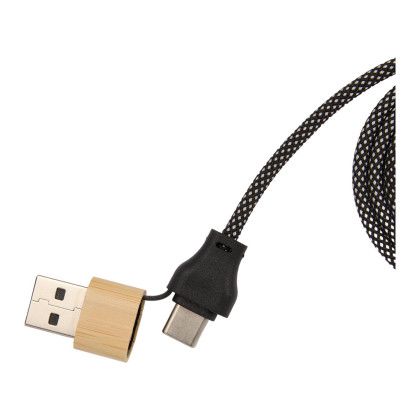 Custom FSC 100% Bamboo 5-in-1 100W Laptop Charging Cable - USB Cable/ Charging  View
