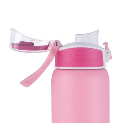 Custom 28 oz. PopSip Vacuum Insulated Water Bottle with Sipper Lid - Pink - Open Cap View Custom 28 oz. PopSip Vacuum Insulated Water Bottle with Sipper Lid - Pink - Open Cap View