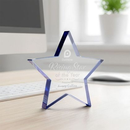 Custom Esna Star Award - Blue Starfire 4" - Lifestyle View