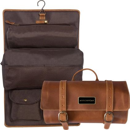 Custom Buffalo Mountain Leather Travel Kit Bag - Tan