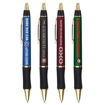 Custom Barton Click Pen - Gold Accents- Low Quantities - All color