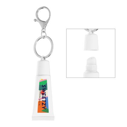 Custom Squeeze Tube Lip Moisturizer With Key Ring - white Custom Squeeze Tube Lip Moisturizer With Key Ring - white